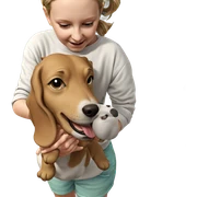 girl with dog outdoors sticker