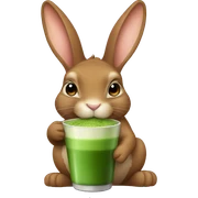 Flemish giant brown bunny drinking matcha sticker