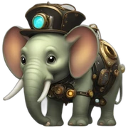 A fat alien space elephant wearing steampunk sticker