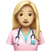 Blonde Long hair nurse in pink scrubs  sticker
