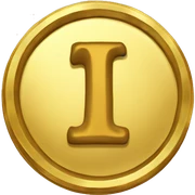 i letter gold coin sticker