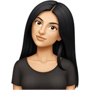 female, black shirt, long black hair sticker