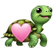 Turtle with pink heart sticker