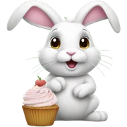 Rabbit with cupcake sticker