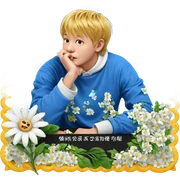 flower adorned boy portrait sticker