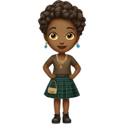 Brown girl with plaid skirt with jewelry accents sticker
