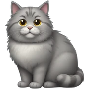 gray fat and fluffy cat sticker