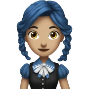enid sinclair from Nevermore academy in blue and black vertically striped school uniform dancing to music  sticker