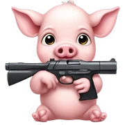 A baby pig holding a missive gun  sticker