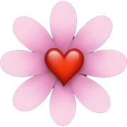 flower with heart sticker