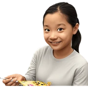 smiling girl with ponytail sticker