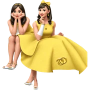 two girls in elegant attire sticker