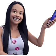 smiling girl with phone sticker