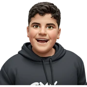 smiling boy in black hoodie sticker