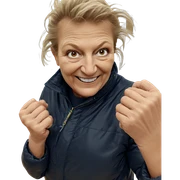 smiling old woman in jacket sticker