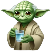 Yoda with glass of water sticker
