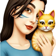 She is wearing a cat mask sticker