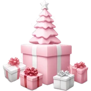Light pink Christmas gifts under a white Christmas tree  sticker