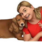 smiling boy with dog sticker