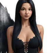 mysterious girl with black wings sticker