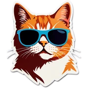 Cat with sunglasses sticker