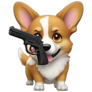 Corgi with a gun sticker