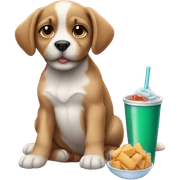 Puppy with drink and snacks  sticker