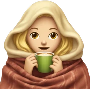 blonde girl inside a blanket sipping coffee eyes closed sticker