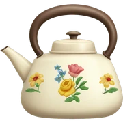Vintage kettle with flower design sticker