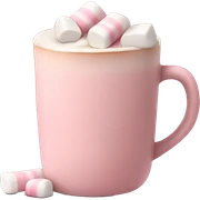 Light Pink mug of hot chocolate with marshmallows  sticker