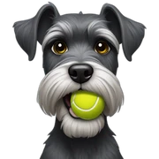 Full body schnauzer tennis ball in mouth sticker