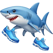 A shark with blue shoes sticker