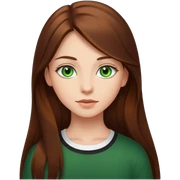 Girl with green eyes and very long brown hair  sticker