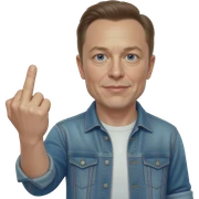 Elon Musk showing middle finger wearing casual clothes  sticker