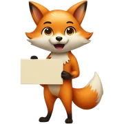 Kawaii Fox with a sign sticker