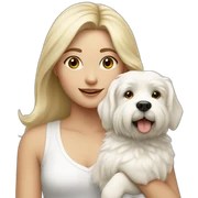 Blonde girl with white fluffy dog sticker