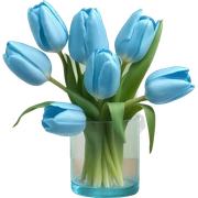 Baby blue tulips in glass vase  sticker