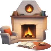 Cozy fireplace reading book sticker