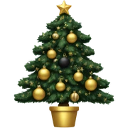 Christmas tree with black and gold ornaments sticker
