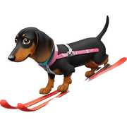 Daschund skiing sticker