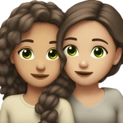 Brunette bffs hugging eachother one with brown eyes one with green eyes sticker