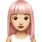 Beautiful, white-skinned girl with soft pink straight hair, and the flat bangs are a little loose. sticker