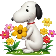 snoopy kissing flowers sticker