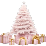 Light pink Christmas gifts under a white Christmas tree  sticker
