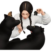 peaceful girl with cat sticker