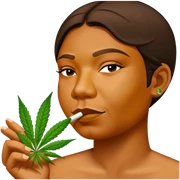 Smoking with a weed leaf sticker
