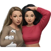black-haired girls smiling together sticker