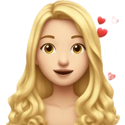 Blonde girl with long hair blowing a kiss in the air with hearts around her sticker