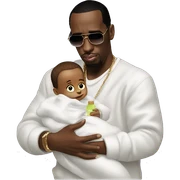 p diddy holding baby oil sticker