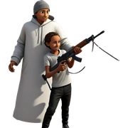 boys with weapons outdoors sticker